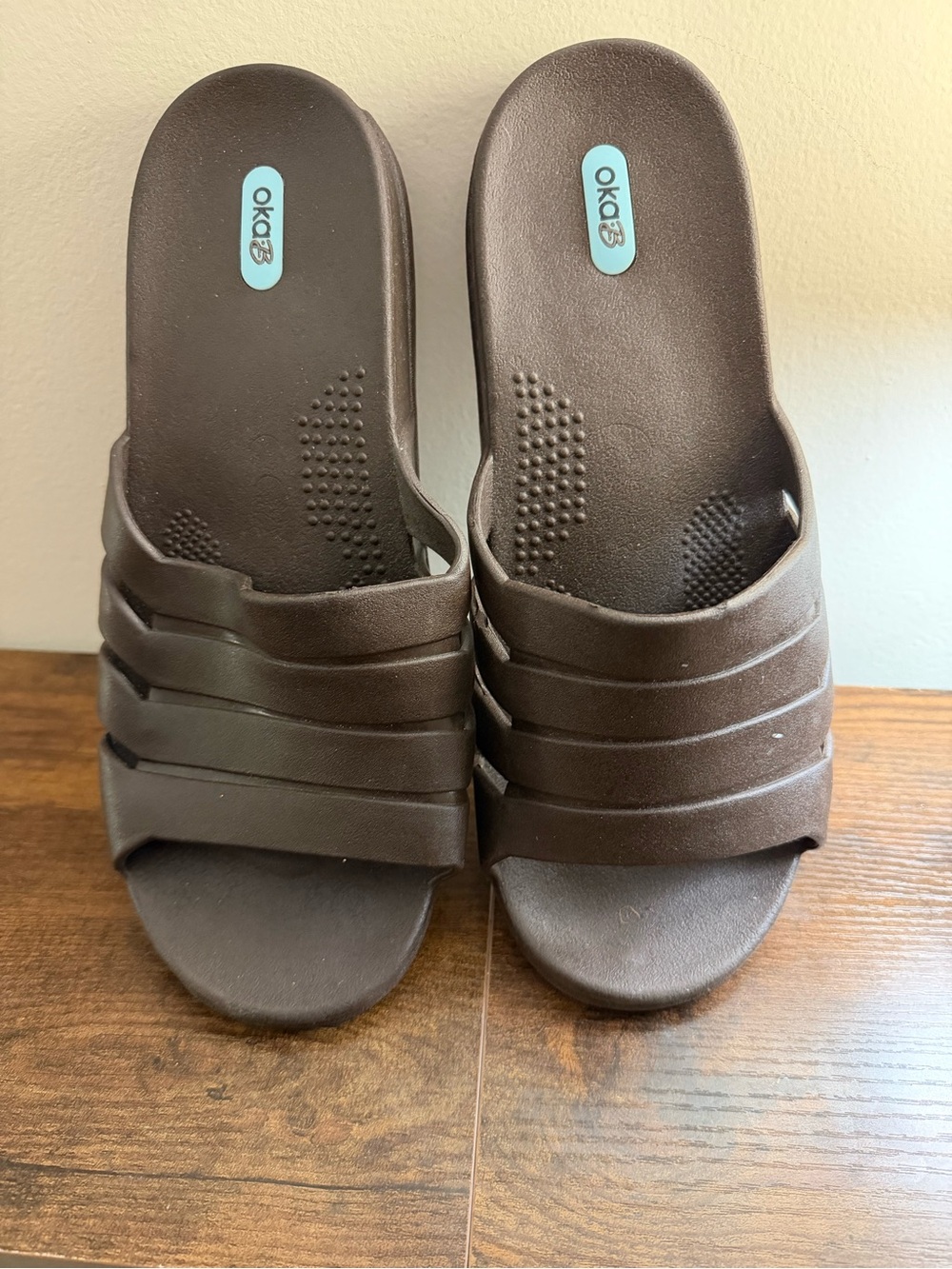 OKA b. Chocolate Brown Slide Sandals for Women